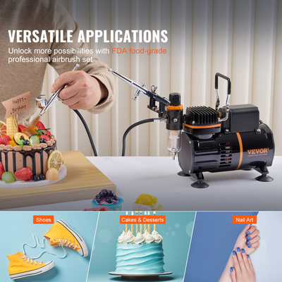 VEVOR Airbrush Kit Dual Fan Air Compressor Airbrushing System Kit 3 Airbrushes