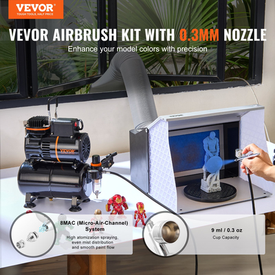 VEVOR Airbrush Kit Dual Fan Air Tank System Compressor with Air Tank 3,5L