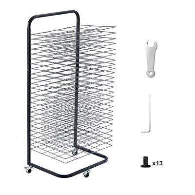 VEVOR Art Drying Rack 25 Removable Shelves Paint Drying Rack with Wheels Black