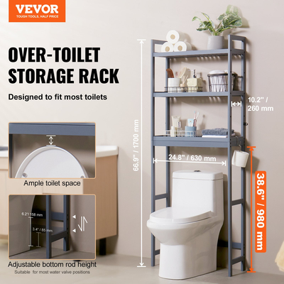 VEVOR Over the Toilet Storage ράφι μπάνιου 3 επιπέδων Organizer Saver Space