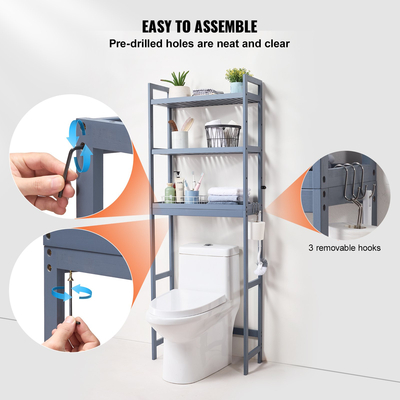 VEVOR Over the Toilet Storage ράφι μπάνιου 3 επιπέδων Organizer Saver Space