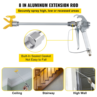 VEVOR Κιτ λάστιχου ψεκασμού βαφής χωρίς αέρα 50ft 1/4in Περιστρεφόμενη άρθρωση 3600psi με 517 Tip