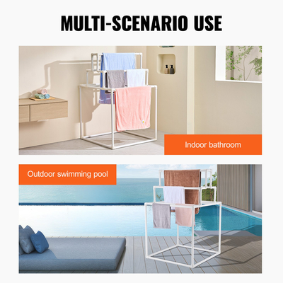 VEVOR Κρεμάστρα πετσετών 8 μπαρ για πετσέτες από PVC εξωτερικού χώρου για μπάνιο με σπα δίπλα στην πισίνα Λευκό