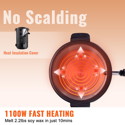 VEVOR Κηροπήκτης για Κεριά Ηλεκτρική Κατσαρόλα 6,5 λίτρων για επαγγελματική ή οικιακή χρήση