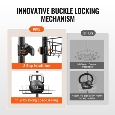 VEVOR 56&quot; έως 114&quot; ψηλό ντους Γωνιακός πόλος τάνυσης Caddy Στύλος τάνυσης με ανθεκτικότητα στη σκουριά