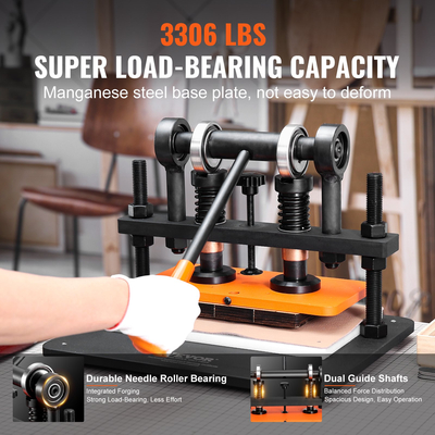 Δερμάτινη μηχανή κοπής VEVOR, 11 x 5,5 σε ανάγλυφη πλάκα χειροκίνητη μήτρα κοπής, 0,47 σε μηχανή κοπής πίεσης δερμάτινη ανάγλυφη μηχανή, Μηχάνημα κοπής διπλών αξόνων οδηγού για διάφορα υλικά