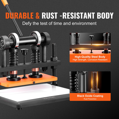 Δερμάτινη μηχανή κοπής VEVOR, 11 x 5,5 σε ανάγλυφη πλάκα χειροκίνητη μήτρα κοπής, 0,47 σε μηχανή κοπής πίεσης δερμάτινη ανάγλυφη μηχανή, Μηχάνημα κοπής διπλών αξόνων οδηγού για διάφορα υλικά