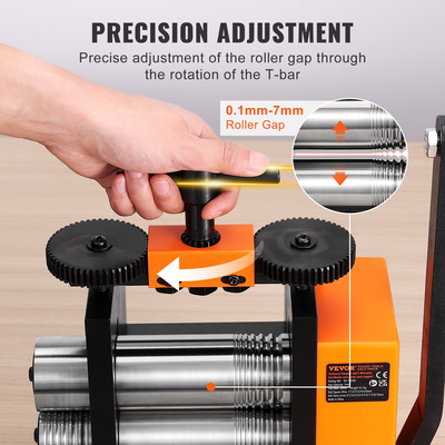 Ελαστήριο VEVOR, Μηχάνημα έλασης κοσμημάτων 3&quot;/76 mm, αναλογία μετάδοσης 1: 2, έλασμα πολλαπλών λειτουργιών 3 σε 1, πάχος πρέσας 0,1-7 mm για φύλλο τετράγωνο σύρμα Ημικυκλικό σχέδιο κατασκευής μεταλλικών κοσμημάτων