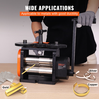 Ελαστήριο VEVOR, Μηχάνημα έλασης κοσμημάτων 2,24&quot;/57 mm, αναλογία μετάδοσης 1: 2, 3-σε-1 έλασης πολλαπλών λειτουργιών, πάχος πρέσας 0-5,5 mm για μεταλλικό τετράγωνο σύρμα ελλειπτικό φύλλο κατασκευής κοσμημάτων