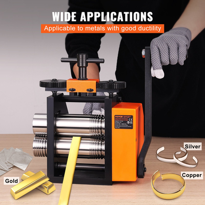 Μηχάνημα έλασης VEVOR, 2,95&quot;/75 mm, αναλογία μετάδοσης κίνησης 1: 2, έλασης πολλαπλών λειτουργιών 3 σε 1, πάχος πρέσας 0,03-6,5 mm για φύλλο τετράγωνο συρμάτινο ημικύκλιο κατασκευής μεταλλικών κοσμημάτων