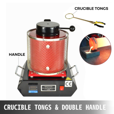 VEVOR 2kg Αυτόματος φούρνος τήξης 1800W Ψηφιακή μηχανή φούρνου τήξης 1100℃ Bar Pour Melt Silver Gold with Graphite Crucible B