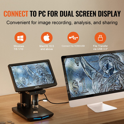 Ψηφιακό μικροσκόπιο VEVOR Coin Microscope 10,1in IPS Screen 10-1300X