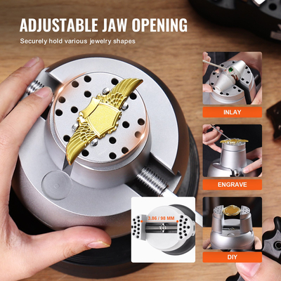 Μέγγενη μπάλας VEVOR, Εργαλείο ρύθμισης χάραξης 5 ιντσών, μέγγενη μπλοκ χάραξης περιστροφής 360°, 35 τμχ Εργαλεία χάραξης κοσμημάτων Τυπικό μπλοκ για ένθετα πολύτιμων λίθων και χάραξη σε μικρή κλίμακα