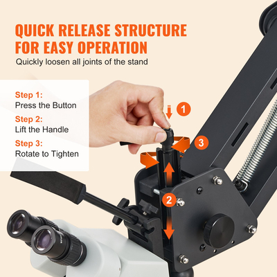 Μικροσκόπιο πολλαπλών κατευθύνσεων VEVOR με ελατηριωτό φωτιστικό δαχτυλίδι 7X-45X κοσμήματα