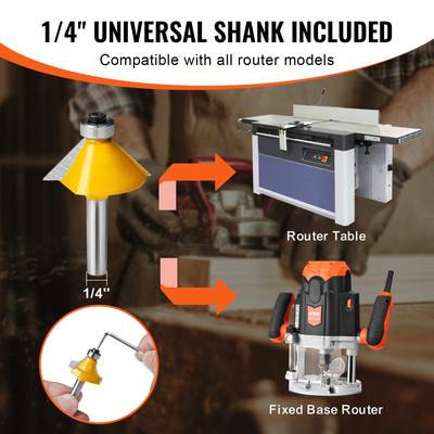 VEVOR Router Bits Σετ 15 τεμαχίων Carbide Router Bit 1/4 ίντσας θήκη μεταφοράς