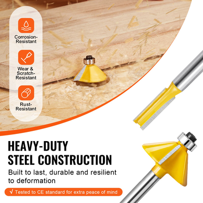 VEVOR Router Bits Σετ 15 τεμαχίων Carbide Router Bit 1/4 ίντσας θήκη μεταφοράς