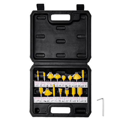 VEVOR Router Bits Σετ 15 τεμαχίων Carbide Router Bit 1/4 ίντσας θήκη μεταφοράς