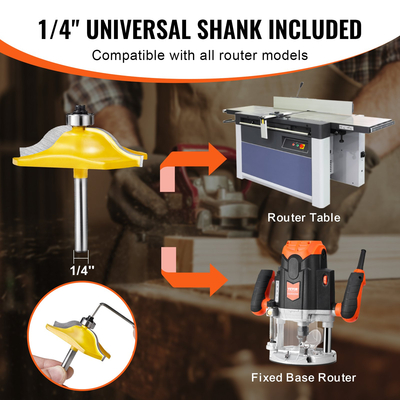 VEVOR Router Bits Σετ 3 τεμαχίων Carbide Router Bit 1/4 inch Shank Carrying case