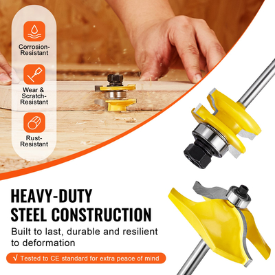 VEVOR Router Bits Σετ 3 τεμαχίων Carbide Router Bit 1/4 inch Shank Carrying case