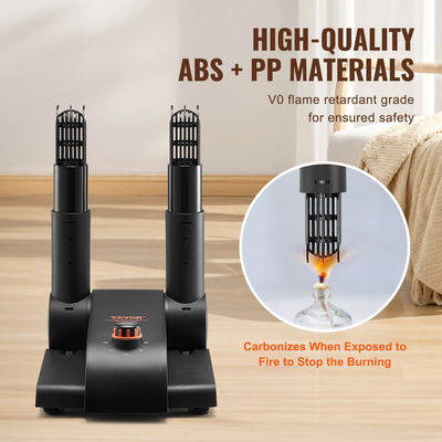 VEVOR 180° Πτυσσόμενο στεγνωτήριο παπουτσιών 2 σωλήνων, στεγνωτήριο για μπότες με φυσητήρα θερμότητας μαύρο &amp; πορτοκαλί