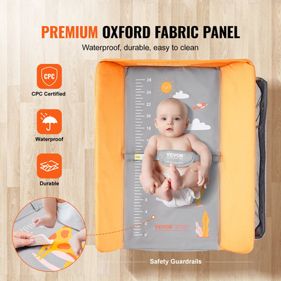 Τραπέζι αλλαγής μωρού VEVOR, Πτυσσόμενος σταθμός αλλαγής πάνας με ρόδες που κλειδώνουν, φορητό τραπέζι αλλαξιέρα ρυθμιζόμενα ύψη 3 επιπέδων, με καλάθι αποθήκευσης &amp; κρεμαστές σχάρες για νεογέννητα και βρέφη