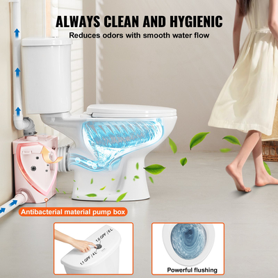 VEVOR Macerating Toilet System with Pump Upflush Toilet για υπόγειο 700W