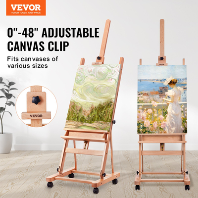 VEVOR Studio H-Frame Easel χωράει τέχνη καμβά έως 48&quot; Beechwood Artists Easel