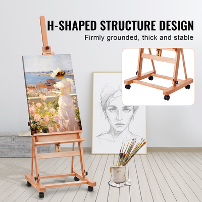 VEVOR Studio H-Frame Easel χωράει τέχνη καμβά έως 48&quot; Beechwood Artists Easel