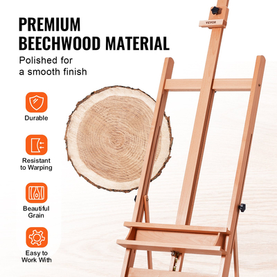 VEVOR Studio H-Frame Easel χωράει τέχνη καμβά έως 48&quot; Beechwood Artists Easel