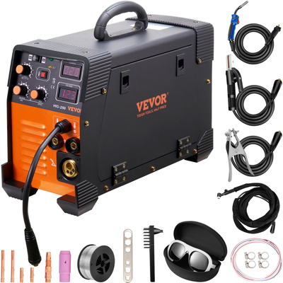 VEVOR MIG Welder 250 Amp MIG LIFT TIG Arc Welder 3 in 1 Welder Welding Machine 220V LIFT TIG Welder Lift ARC Welder MMA Stick IGBT DC Inverter Welder Digital Display Combo Welding Machine