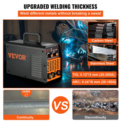 VEVOR TIG-200C, 200 Amp TIG/MMA ARC 2-in-1 Welder HF IGBT DC Inverter Welding Machine για συγκόλληση χάλυβα, τιτανίου και κραμάτων χαλκού