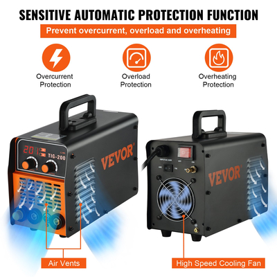 VEVOR TIG-200C, 200 Amp TIG/MMA ARC 2-in-1 Welder HF IGBT DC Inverter Welding Machine για συγκόλληση χάλυβα, τιτανίου και κραμάτων χαλκού