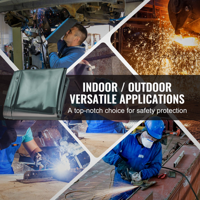 Οθόνη συγκόλλησης VEVOR με πλαίσιο, 6&#039; x 6&#039; σήτα κουρτίνας συγκόλλησης, ανθεκτική στη φλόγα οθόνη προστασίας συγκόλλησης βινυλίου σε 4 περιστρεφόμενους τροχούς (2 με δυνατότητα κλειδώματος), κινητή &amp; επαγγελματική για εργαστήριο/βιομηχανική, πράσινη