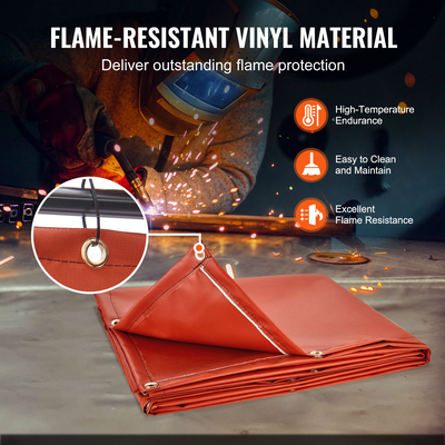 Οθόνη συγκόλλησης VEVOR με πλαίσιο, σήτες κουρτίνας συγκόλλησης 6&#039; x 8&#039;, προστατευτική οθόνη συγκόλλησης βινυλίου ανθεκτική στη φλόγα με 4 περιστρεφόμενους τροχούς (2 με δυνατότητα κλειδώματος) &amp; διαφανές παράθυρο για εργαστήριο/βιομηχανικό, κόκκινο
