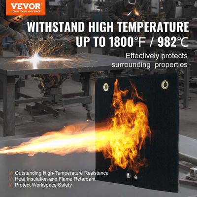 Κουβέρτα συγκόλλησης VEVOR, 12&quot; x 12&quot; Χαλάκι συγκόλλησης από ανθρακονήματα, ανθεκτικό στη θερμότητα έως 1800°F, προστατευτικό επίστρωμα προστασίας από φλόγα Οπή υδραυλικού φακού προπανίου, μαξιλαράκι συγκόλλησης με μεταλλικούς δακτύλιους για χάλκινο σωλήνα