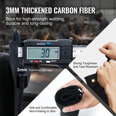 Κουβέρτα συγκόλλησης VEVOR, 12&quot; x 12&quot; Χαλάκι συγκόλλησης από ανθρακονήματα, ανθεκτικό στη θερμότητα έως 1800°F, προστατευτικό επίστρωμα προστασίας από φλόγα Οπή υδραυλικού φακού προπανίου, μαξιλαράκι συγκόλλησης με μεταλλικούς δακτύλιους για χάλκινο σωλήνα