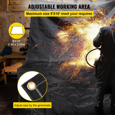 Κουβέρτες πυρκαγιάς VEVOR, κουβέρτες συγκόλλησης 2 συσκευασιών, κουβέρτα πυρόσβεσης 8&#039; x 10&#039;, κουβέρτα επιβραδυντικά φωτιάς 1022°F, μαύρες κουβέρτες έκτακτης ανάγκης πυρκαγιάς, κουβέρτες από υαλοβάμβακα με 12 ορειχάλκινες δακτύλιοι