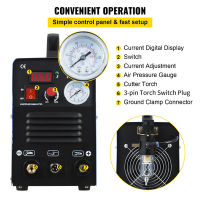 VEVOR 60 Amp Plasma Cutter Arc Dual Voltage 220V Plasma Cutting Machine 12mm (0,4 Inch) Cutting Portable Plasma Welder IGBT Inverter Digital Plasma Welding Machine