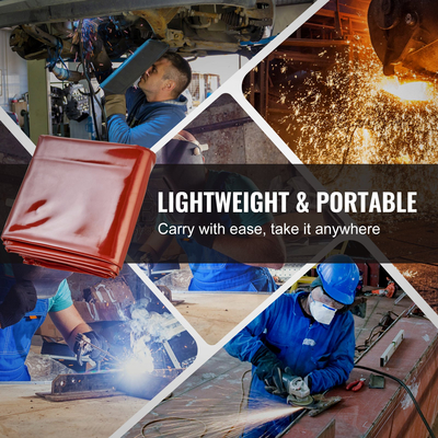 VEVOR Welding Curtain Screen, 6&#039; x 6&#039; Hanging Welding Curtain Wall, Ανθεκτικές στη φλόγα Οθόνες προστασίας συγκόλλησης βινυλίου με προστασία UV 6 επιπέδων &amp; οπές ανάρτησης, φορητό για εργαστήριο/βιομηχανικό, κόκκινο