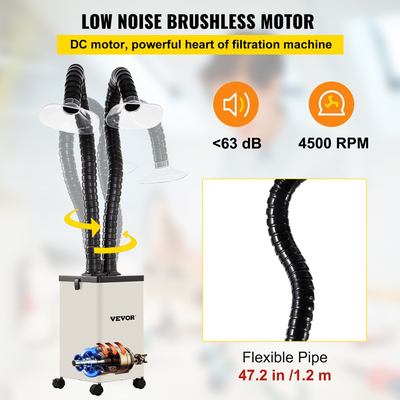 VEVOR Solder Fume Extractor, 150W 106 CFM Smoke Absorber, Φίλτρα 3 σταδίων 3 ταχυτήτων με σωλήνα για συγκόλληση, χάραξη με λέιζερ και συγκόλληση DIY
