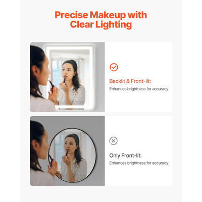 VEVOR LED Καθρέφτης Μπάνιου 3 Χρώματα Αντιθαμβωτικός Καθρέπτης Νεομπόρου Επιτοίχιος 60 x 80cm