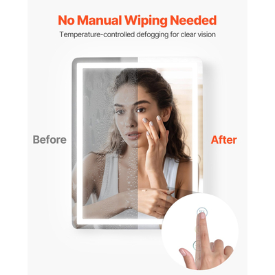 VEVOR LED Καθρέφτης Μπάνιου 3 Χρώματα Αντιθαμβωτικός Καθρέπτης Νεομπόρου Επιτοίχιος 60 x 80cm