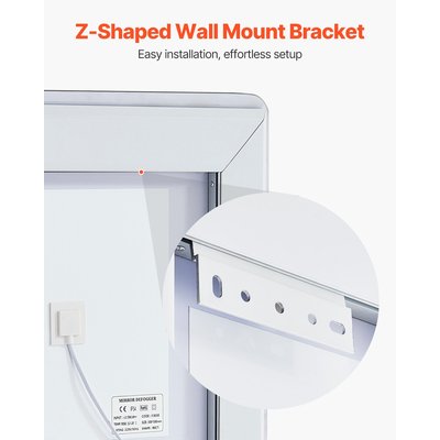 VEVOR LED Καθρέφτης Μπάνιου 3 Χρώματα Αντιθαμβωτικός Καθρέπτης Νεομπόρου Επιτοίχιος 60 x 80cm