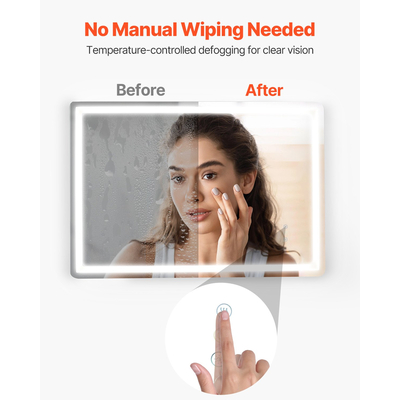 VEVOR LED Καθρέφτης Μπάνιου 3 Χρώμα Αντιθαμβωτικός Καθρέφτης Νεροχύτης 70 x 100cm