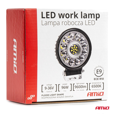 ΠΡΟΒΟΛΕΑΣ ΕΡΓΑΣΙΑΣ ΣΤΡΟΓΓΥΛΟΣ LED 96W 9-36V 9.600lm 6.500K AWL62 AMIO - 1 ΤΕΜ.