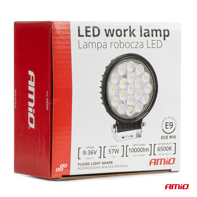 ΠΡΟΒΟΛΕΑΣ ΕΡΓΑΣΙΑΣ ΣΤΡΟΓΓΥΛΟΣ LED 57W 9-36V 10.000lm 6.500K AWL65 AMIO - 1 ΤΕΜ.
