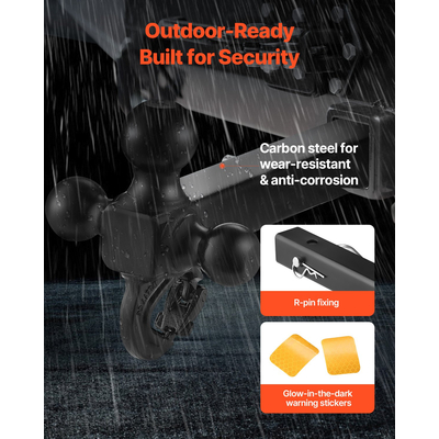 VEVOR Trailer Hitch 2&quot; Receiver 1-7/8&quot; &amp; 2&quot; &amp; 2-5/16&quot; Tri-Ball Hitch with Hook