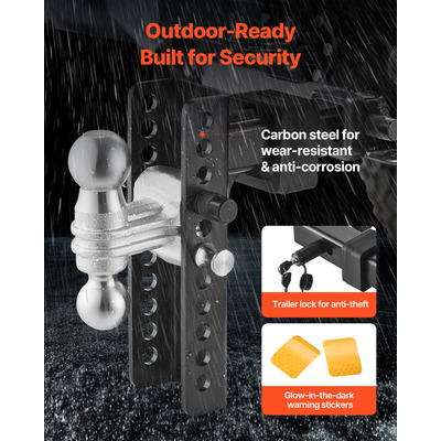 VEVOR ρυθμιζόμενος κοτσαδόρος τρέιλερ 2&quot; Δέκτης 8&quot; Drop Tri-Ball Hitch 21500 lbs