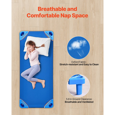 VEVOR Στοιβαζόμενη παιδική κούνια 52&quot; x 23&quot; βρεφικές κούνιες παιδικής φροντίδας για παιδιά μπλε (συσκευασία των 4)