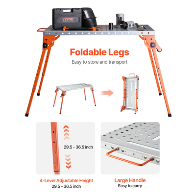 Τραπέζι συγκόλλησης 44&quot; x 21&quot; 500LBS Πτυσσόμενος πάγκος εργασίας με ρυθμιζόμενο ύψος 4 επιπέδων